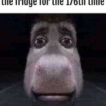 yes | Me at 3 AM looking at the fridge for the 176th time | image tagged in donkey staring | made w/ Imgflip meme maker