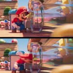 Mario getting sucked into a pipe meme