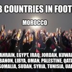 Arab Football | ARAB COUNTRIES IN FOOTBALL; MOROCCO; BAHRAIN, EGYPT, IRAQ, JORDAN, KUWAIT, LEBANON, LIBYA, OMAN, PALESTINE, QATAR, SAUDI, SOMALIA, SUDAN, SYRIA, TUNISIA, UAE, YEMEN | image tagged in all the people supporting glowing orb | made w/ Imgflip meme maker