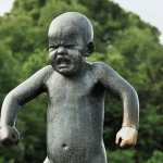 crying baby statue