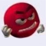 Angry red emoji shaking hand