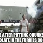 Goodbye neighbor | ME AFTER PUTTING CHUNKS OF CHOCOLATE IN THE FURRIES DOG FOOD | image tagged in gifs,anti furry | made w/ Imgflip video-to-gif maker