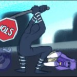 Puppet smacks with stop sign meme