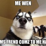 Husky Richard | ME WEN; MOMS FREND COMZ TO ME HAOS | image tagged in husky richard | made w/ Imgflip meme maker