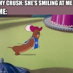 My pingas is happy | MY CRUSH: SHE'S SMILING AT ME; ME: | image tagged in jerry ate a banana,tom and jerry,warner bros,jerry,tom and jerry meme,banana | made w/ Imgflip meme maker