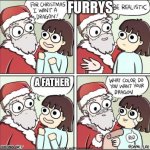 am i wrong | FURRYS; A FATHER | image tagged in what do you want for christmas | made w/ Imgflip meme maker