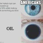 USA USA! | AMERICANS; OIL | image tagged in eye pupil expand,usa,oil | made w/ Imgflip meme maker