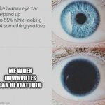 Yep | ME WHEN DOWNVOTES CAN BE FEATURED | image tagged in eye pupil expand | made w/ Imgflip meme maker