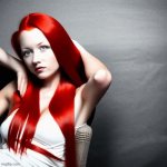 Silky Red Hair Girl Pose GIF Template