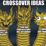 Crossover ideas | CROSSOVER IDEAS; “COME AND LEARN WITH PIBBY” AND “SKYLANDERS”; “SMG4” AND “MARVEL”; “SPONGEBOB SQUAREPANTS” AND “THE LOUD HOUSE” | image tagged in crossover,pibby,skylanders,smg4,marvel,spongebob squarepants | made w/ Imgflip meme maker