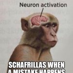 "That was his mistake!" | SCHAFRILLAS WHEN A MISTAKE HAPPENS | image tagged in shiny,crab,monkey | made w/ Imgflip meme maker