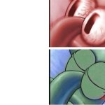 Squidward sleeping reverse meme