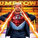 Donald Trump Superhero with laser eyes
