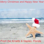 Christmas beach | Merry Christmas and Happy New Year; From the Arnetts & Naples, Florida | image tagged in christmas beach | made w/ Imgflip meme maker