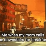 Enter a clever title for your gif! | Me when my mom calls me downstairs for breakfast | image tagged in gifs,breakfast,the bad guys,dreamworks | made w/ Imgflip video-to-gif maker