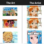 girls on luffy's ship are overpowered | WAIT WHAT? | image tagged in art and the artist | made w/ Imgflip meme maker