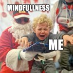 No thanks Santa | MINDFULLNESS; ME | image tagged in no thanks santa | made w/ Imgflip meme maker