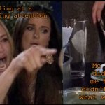 Karen Carpenter and Smudge Cat | Teacher yelling at a kid for not paying attention Me glad she did not see me because I didn't even know what was going on | image tagged in karen carpenter and smudge cat | made w/ Imgflip meme maker