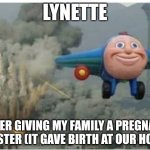 this is why you never trust the pet store girl | LYNETTE; AFTER GIVING MY FAMILY A PREGNANT HAMSTER (IT GAVE BIRTH AT OUR HOUSE) | image tagged in cartoon plane | made w/ Imgflip meme maker