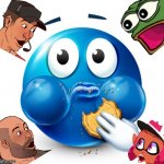 Everyone See This | image tagged in blue guy snacking,help me | made w/ Imgflip meme maker