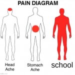 Pain Diagram | school | image tagged in pain diagram | made w/ Imgflip meme maker