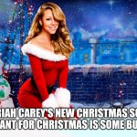 Mariah Carey Christmas | MARIAH CAREY'S NEW CHRISTMAS SONG. ALL I WANT FOR CHRISTMAS IS SOME BUTTROT | image tagged in mariah carey christmas | made w/ Imgflip meme maker