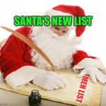 Meh list. | SANTA’S NEW LIST; MEH LIST | image tagged in santa making his list | made w/ Imgflip meme maker