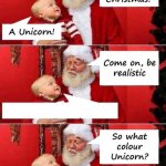 Santa what color unicorn