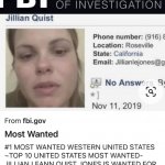 FBI MOST WANTED JILLIAN LEANN QUIST JONES meme