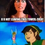 Zelda and Gothel | U R NOT LEAVING THIS TOWER, EVER! | image tagged in well excuse me princess,the legend of zelda,tangled,disney | made w/ Imgflip meme maker
