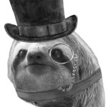 Monocle tophat sloth grayscale transparent