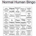 normal human bingo meme