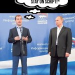 Dmitry Medvedev stays on script