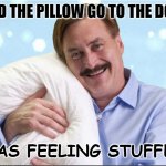 Daily Bad Dad Joke 12/28/2022 | WHY DID THE PILLOW GO TO THE DOCTOR? HE WAS FEELING STUFFED UP! | image tagged in mike lindell | made w/ Imgflip meme maker