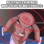 Me trying to remember | ME TRYING TO REMEMBER WHAT COLOR THE WHITE HOUSE IS: | image tagged in me trying to remember | made w/ Imgflip meme maker