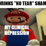 Clinical Depression :D | ME: *DRINKS "NO TEAR" SHAMPOO*; MY CLINICAL DEPRESSION | image tagged in gifs,depression,shampoo,mario,smg4,i have crippling depression | made w/ Imgflip video-to-gif maker