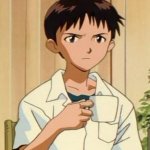Shinji holding a mug template
