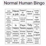 Normal human bingo meme