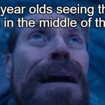 Willen Dafoe Looking Up (image) | 5 year olds seeing the moon in the middle of the day | image tagged in willen dafoe looking up image,memes | made w/ Imgflip meme maker