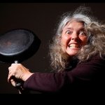woman with frying pan