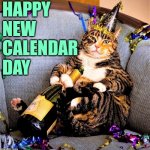 Happy New Calendar Day | HAPPY
NEW
CALENDAR
DAY | image tagged in new year 2018 cat b capron,happy new year,cat memes,funny memes,new year,calendar | made w/ Imgflip meme maker