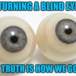 eyeballs | TURNING A BLIND EYE; TO THE TRUTH IS HOW WE GOT HERE | image tagged in eyeballs,truth | made w/ Imgflip meme maker