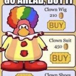 Club penguin clown meme