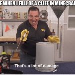 I don’t know | ME WHEN I FALL OF A CLIFF IN MINECRAFT | image tagged in thats a lot of damage | made w/ Imgflip meme maker