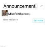 Micefond's Special Announcement Template