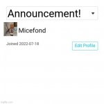 Micefond's Special Announcement Template (No points)