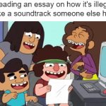 Comment sections | Reading an essay on how it's illegal to like a soundtrack someone else hates | image tagged in gifs,memes,clarence | made w/ Imgflip video-to-gif maker