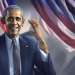 Barack Obama AI art with inconsistent fingers
