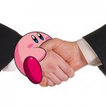 Does this count as Kirby fitting on this image or no | image tagged in business handshake | made w/ Imgflip meme maker