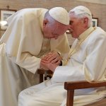 pope benedict whispers to pope francis